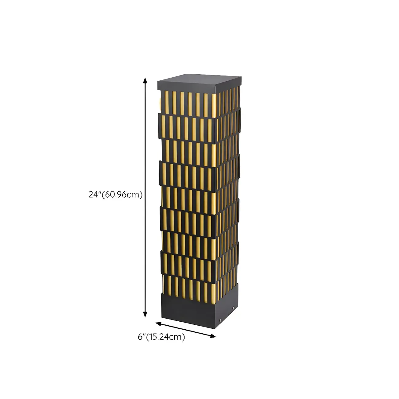 Black Metal Grille Rectangle Warm Light Post Cap Light