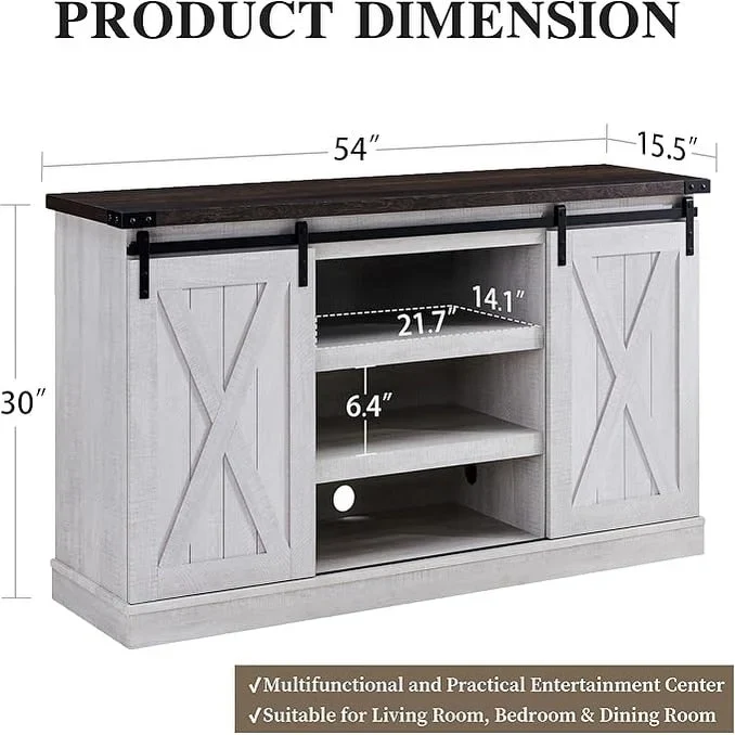Wood Media Console TV Stand Entertainment Center
