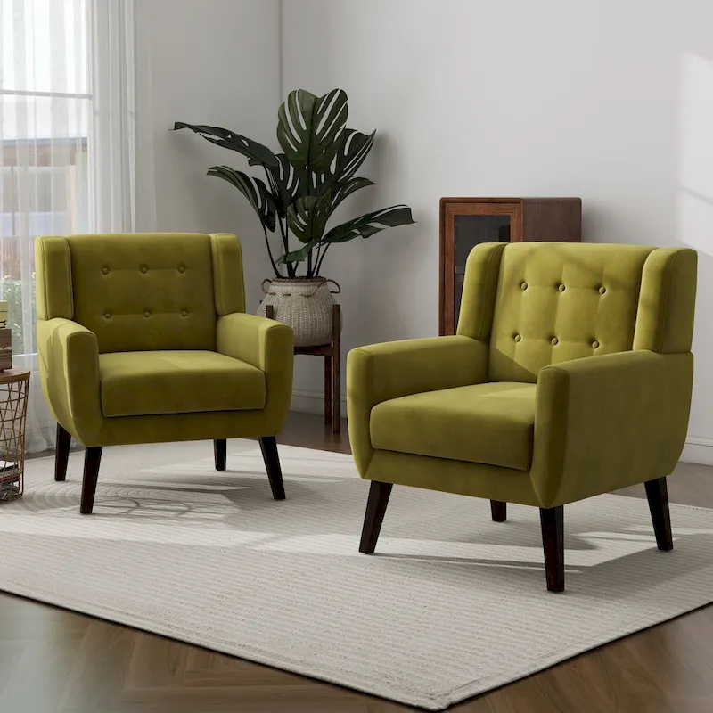 Set of 2 Velvet Living Room Accent Chair Upholstered Armchair