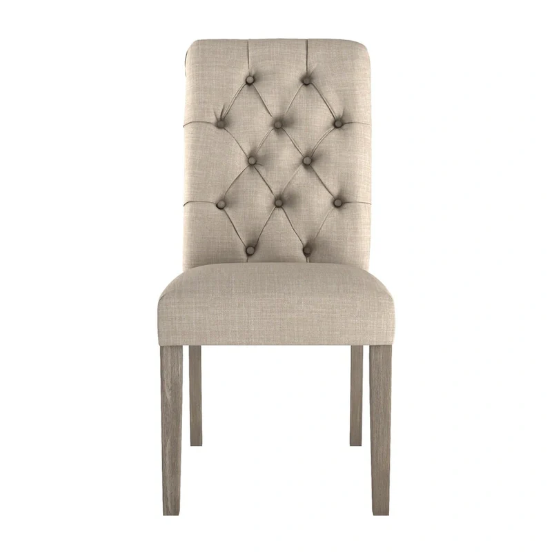 Benchwright Linen Tufted Dining Chair with Grey Finish Legs (Set of 2) by iNSPIRE Q Artisan
