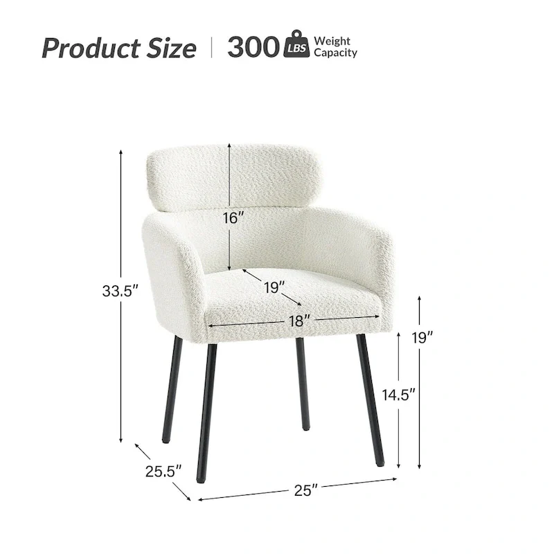 Amos Modern Boucle Dining Chair with Adjustment Feet by HULALA HOME