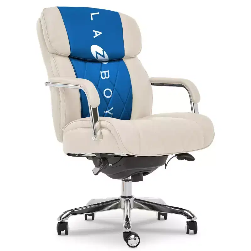 Sutherland Quilted Leather Office Chair with Padded Arms - La-Z-Boy
