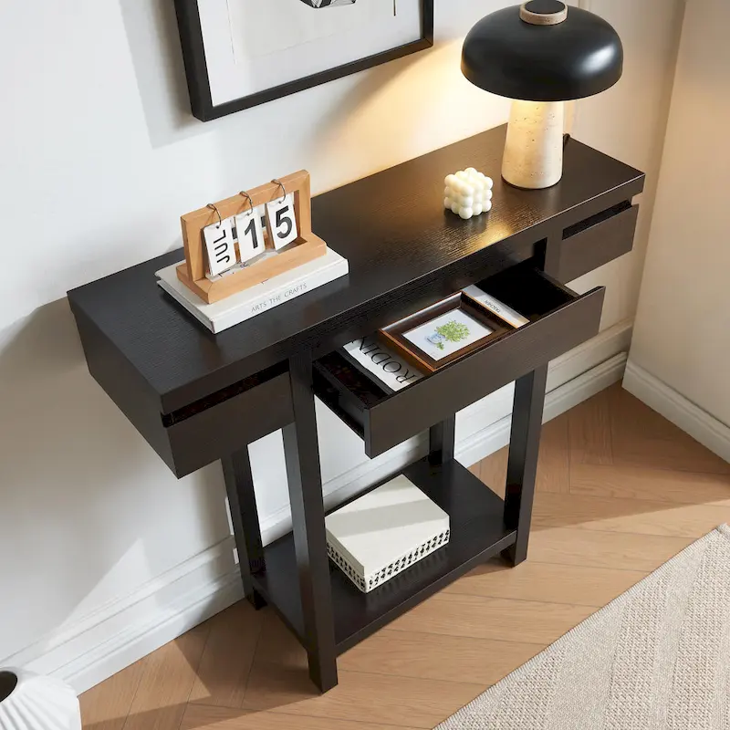 Stylish Wooden Console Table with Drawer and Shelf