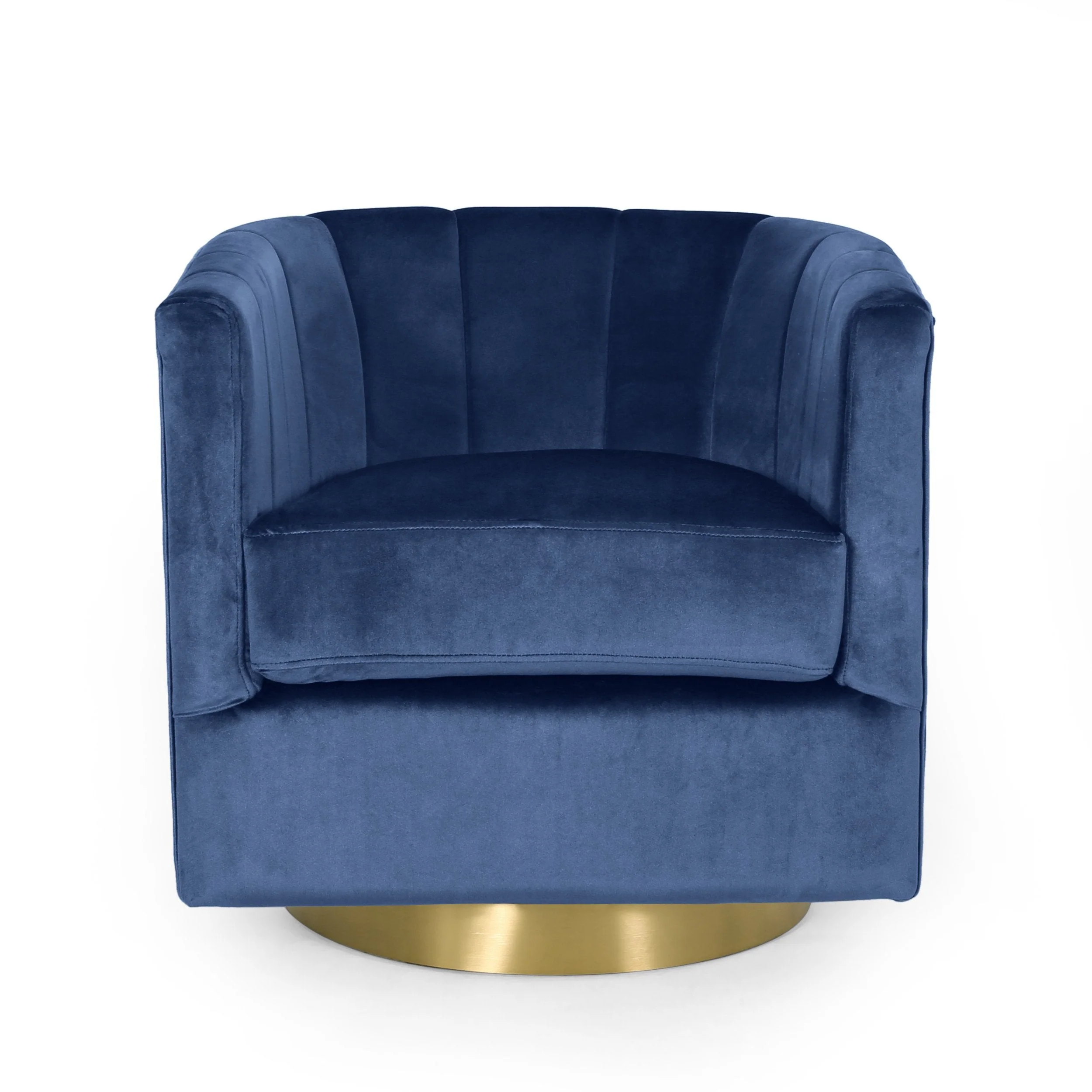 Modern Glam Channel Stitch Velvet Swivel Club Chair - NH728413