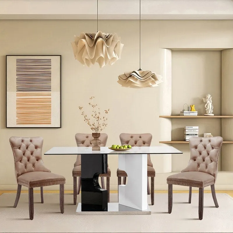 Solid Wood Velvet Upholstered Dining Chair Set of 4