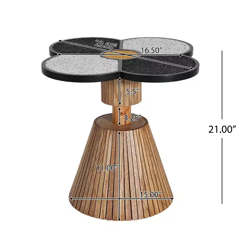 Christopher Knight Home Audrey Modern Stone-Look Resin Four-Leaf Clover Accent Side Table with Wood Base