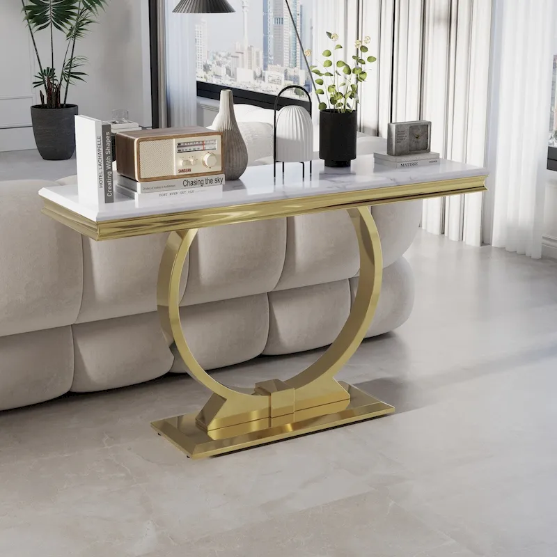 50 inch Rectangle Console Table with Circle Base