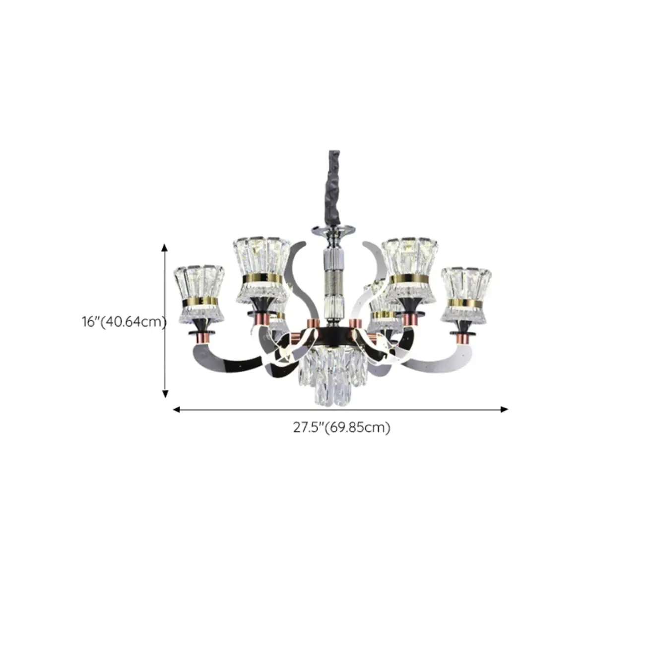 Luxury Chrome Tier Crystal Chandelier Modern Dimmable LED