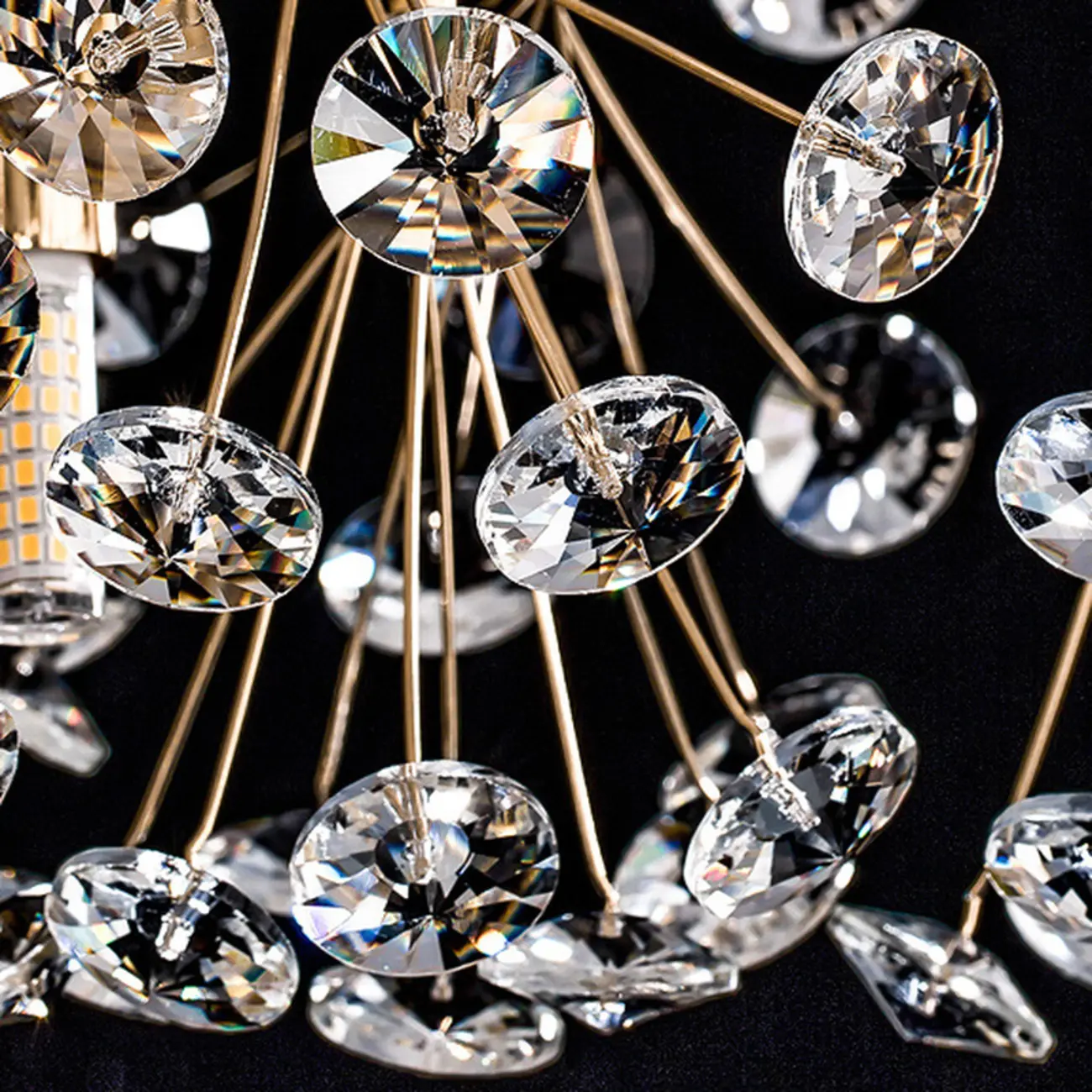 Luxury Crystal Round Chandelier with Geometric Design