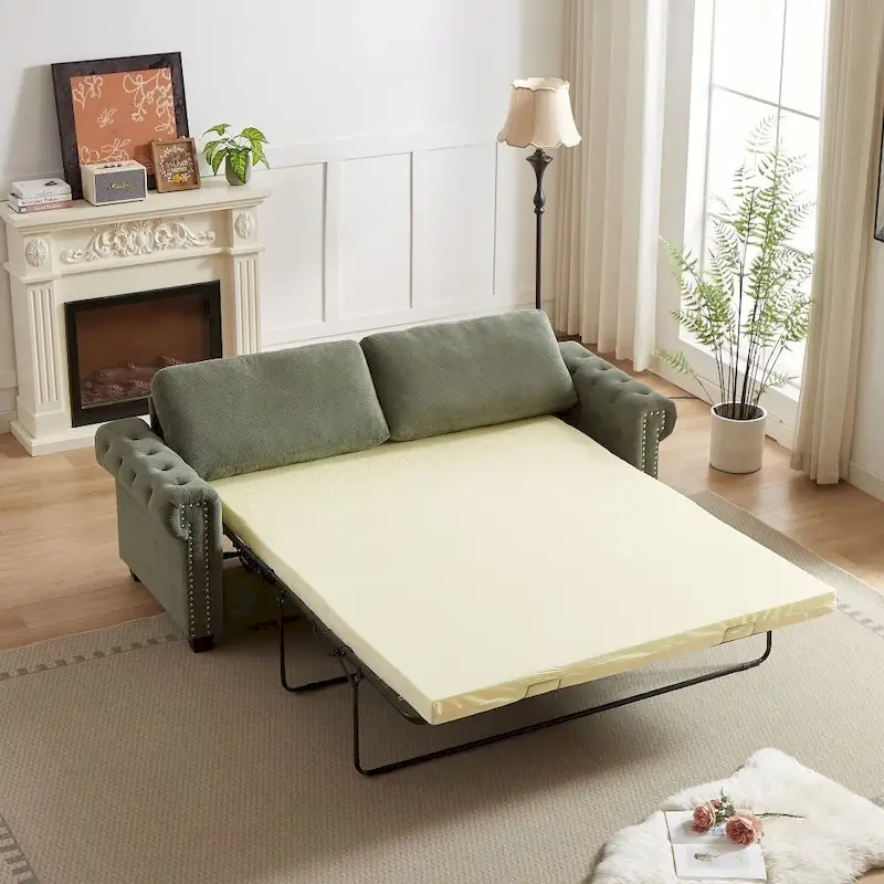 83.8  Convertible 2-in-1 Pullout Polyester Sleeper Sofa Bed