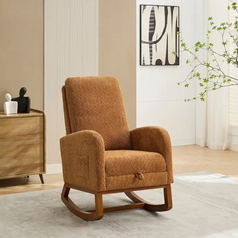 Living Room Rocking Accent Chair with Retractable Footrest