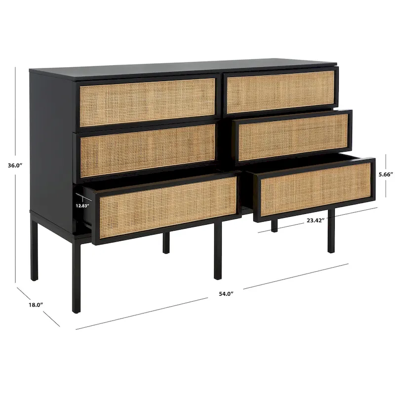 SAFAVIEH Audrey 6 Drawer Rattan Dresser