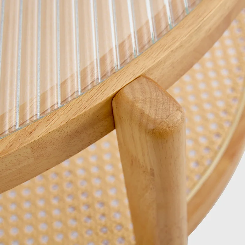 Circular double-layer solid wood tea table