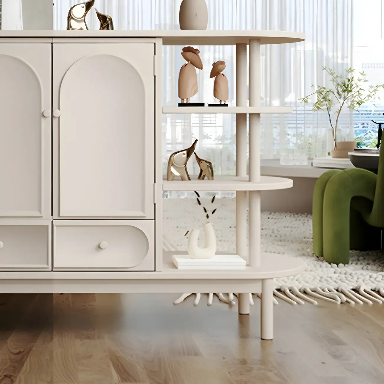 Modern White Wooden Multi-functional Utility Living Room Cabinet