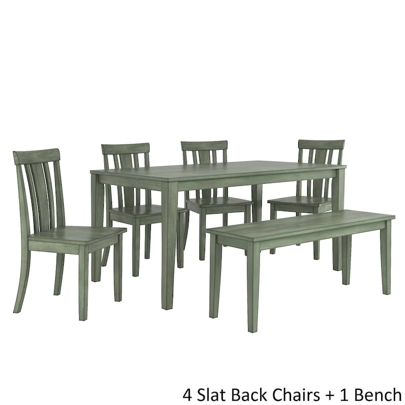 Wilmington II 60-Inch Rectangular Antique Sage Green Dining Set by iNSPIRE Q Classic