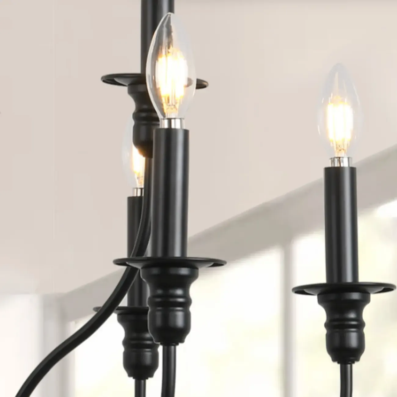 Industrial Black Chandeliers at Home with Adaptable Height