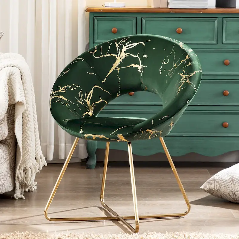 Modern Bronzing Velvet Upholstered Accent Chair Vanity Leisure Chair