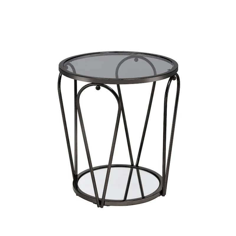 Gable Glam 2-Piece Glass Top Coffee Table Set with Shelf by Furniture of America