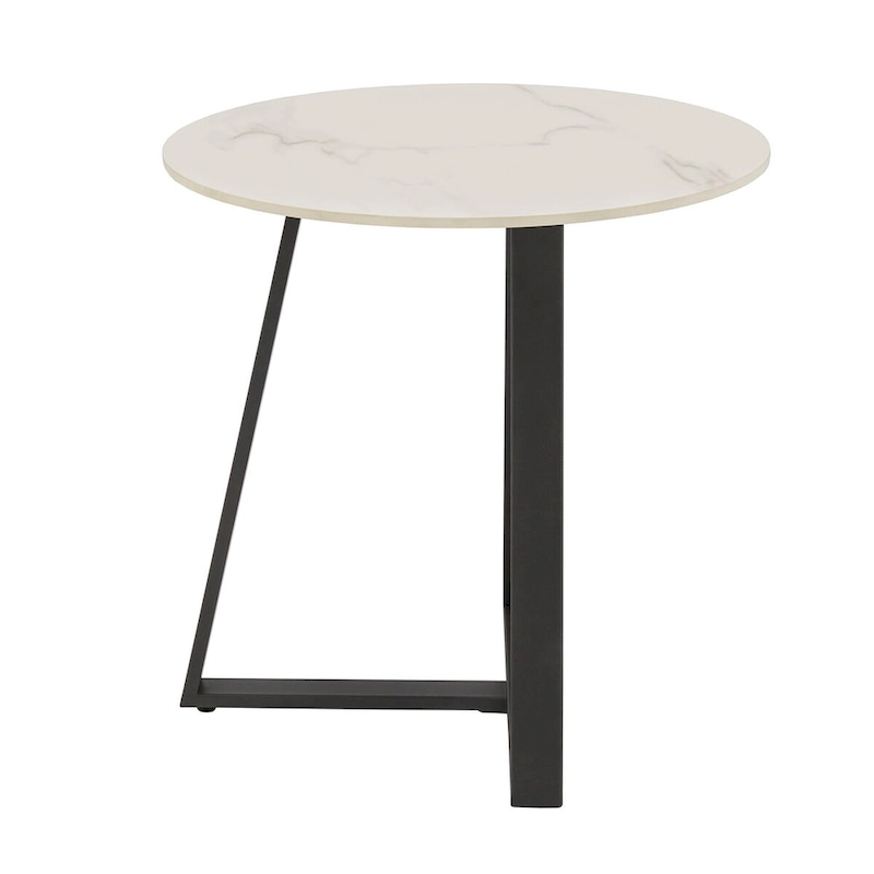 Jurmala Glossy Sintered Stone with Grey Metal Base End Table by iNSPIRE Q Modern