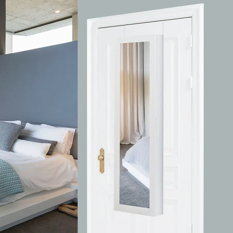 Wall Door Mounted Jewelry Organizer with Mirror