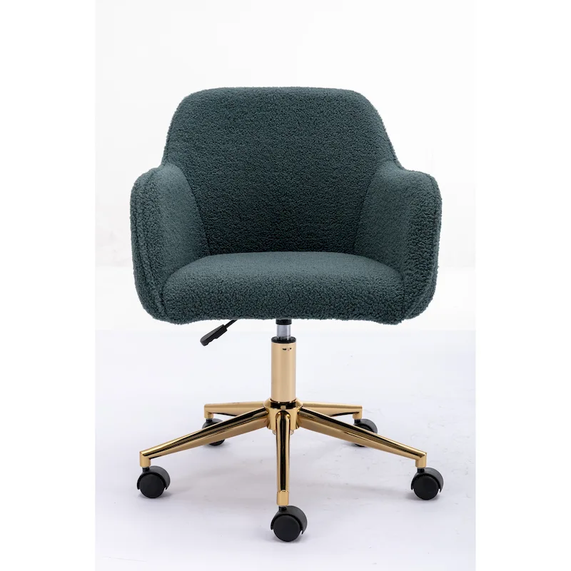 Modern Home Office Chair with Gold Metal Legs and Universal Wheels