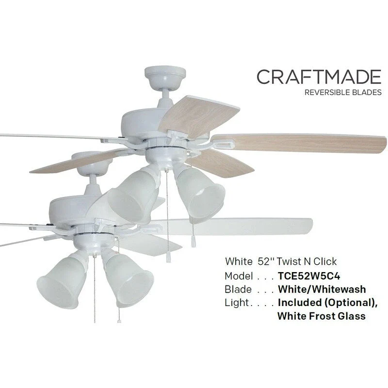 Craftmade Twist N Click 52  5 Blade LED Ceiling Fan