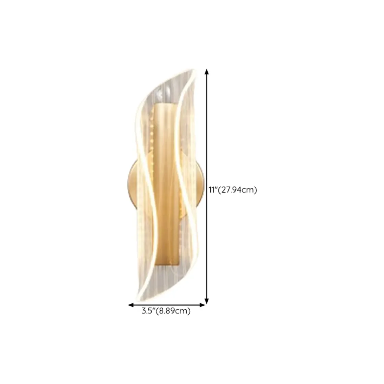 Art Deco Gold Metal and Acrylic LED Wall Sconce