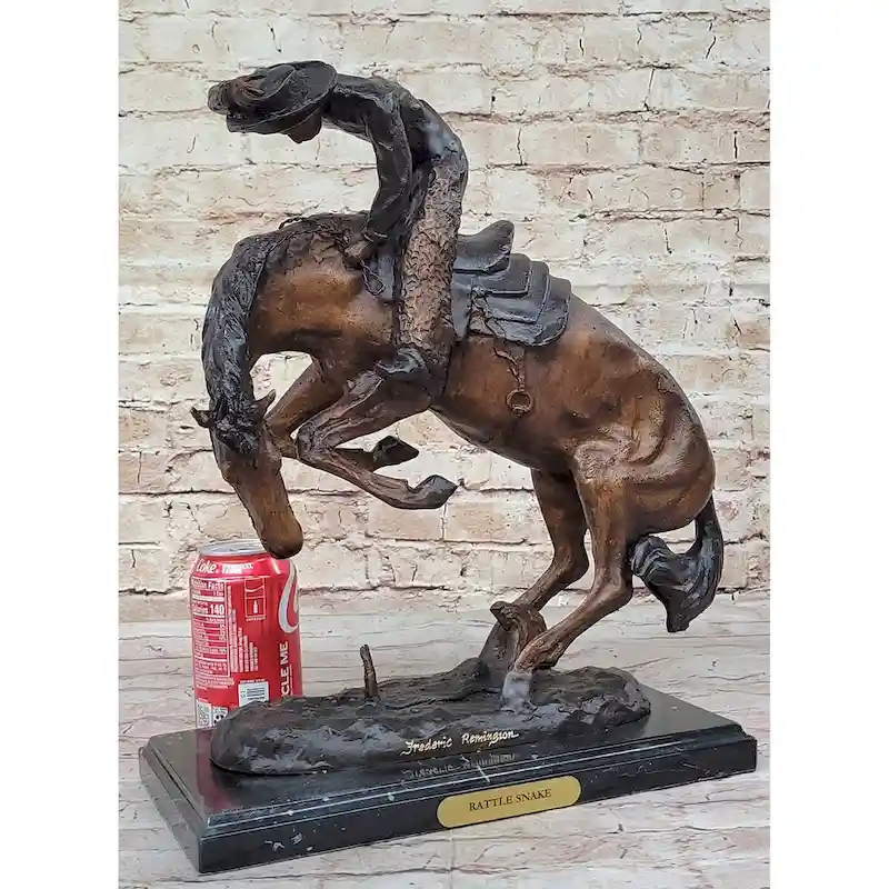 Frederic Remington RattleImitative snake Rearing Horse Western Bronze Sculpture Statue 18 Inches X 16 Inches