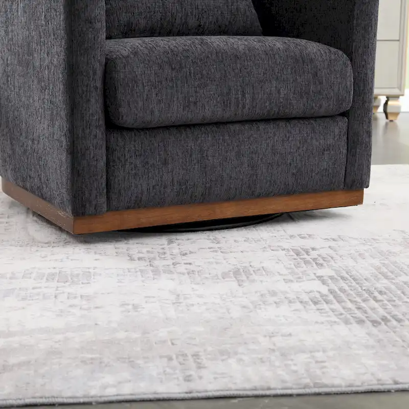 GDFStudio - Harper Chenille Swivel Barrel Chair with Sturdy Metal Base and Ergonomic Design