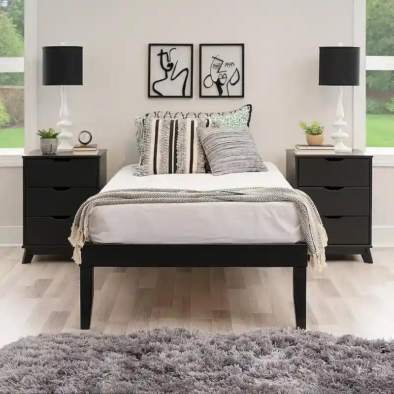 Purcell Bedroom 3-Piece Set with 3-Drawer Nightstands (Set of 2)