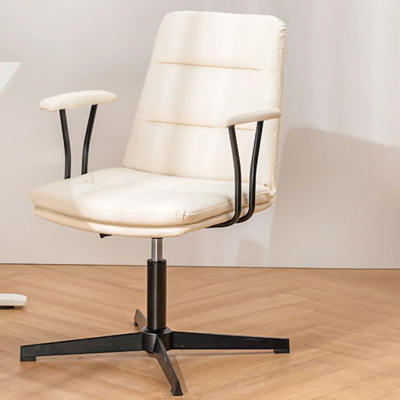 Elegant White Leather Ergonomic Swivel Office Chair