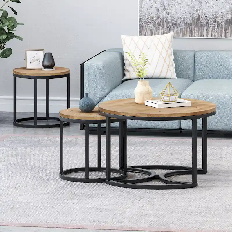 Gerrish Modern Industrial Coffee Table Set by Christopher Knight Home