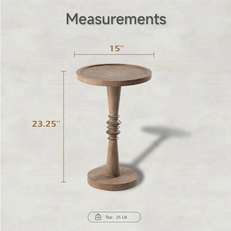 COZAYH Pedestal Small Drinking Table, Farmhouse Tray Top End Table, Distressed Finish, Traditional