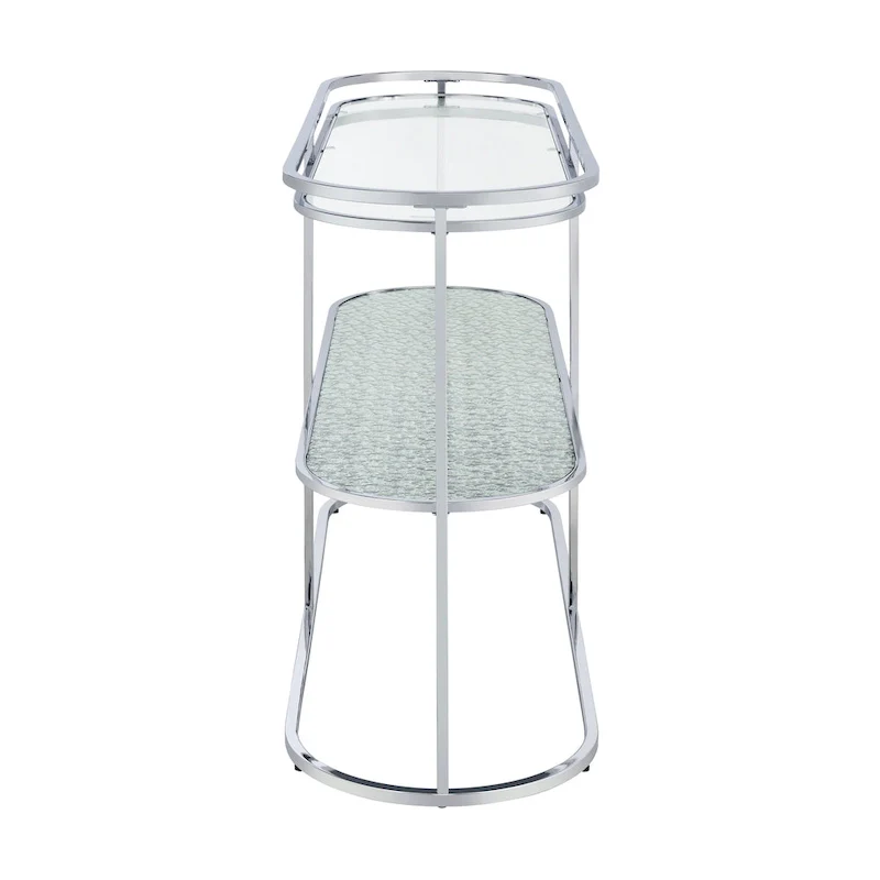 Taylaa Glam Chrome 48-inch Glass Top 1-Shelf Sofa Table by