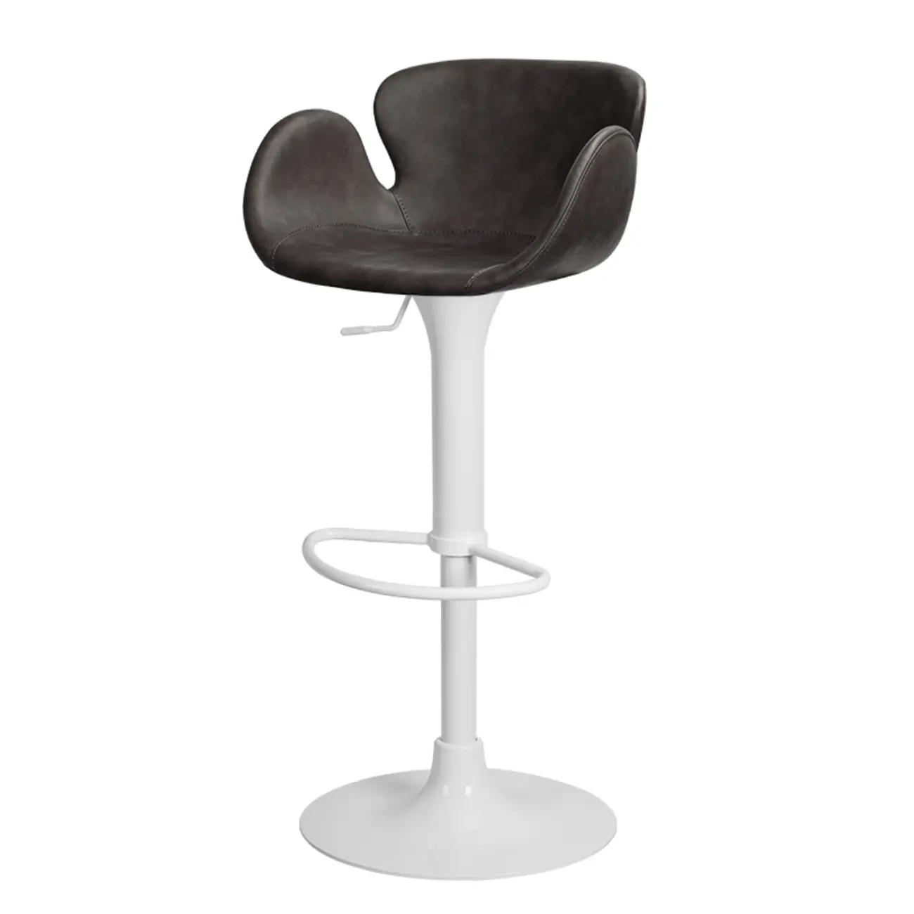 Adjustable Height Swivel Distressed Leather Bar Stools with Back