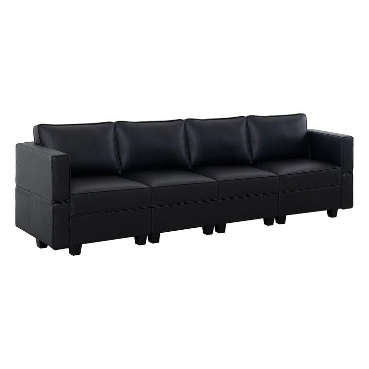 Modular U-Shaped 4 seater Air Leather Sofa with Adjustable armrest and Reversible Chaise