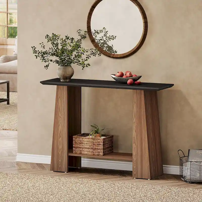 47 Mid-Century Modern Console Sofa Table with Storage for Entryway - 47.24 W x 13.78 D x 35.43 H