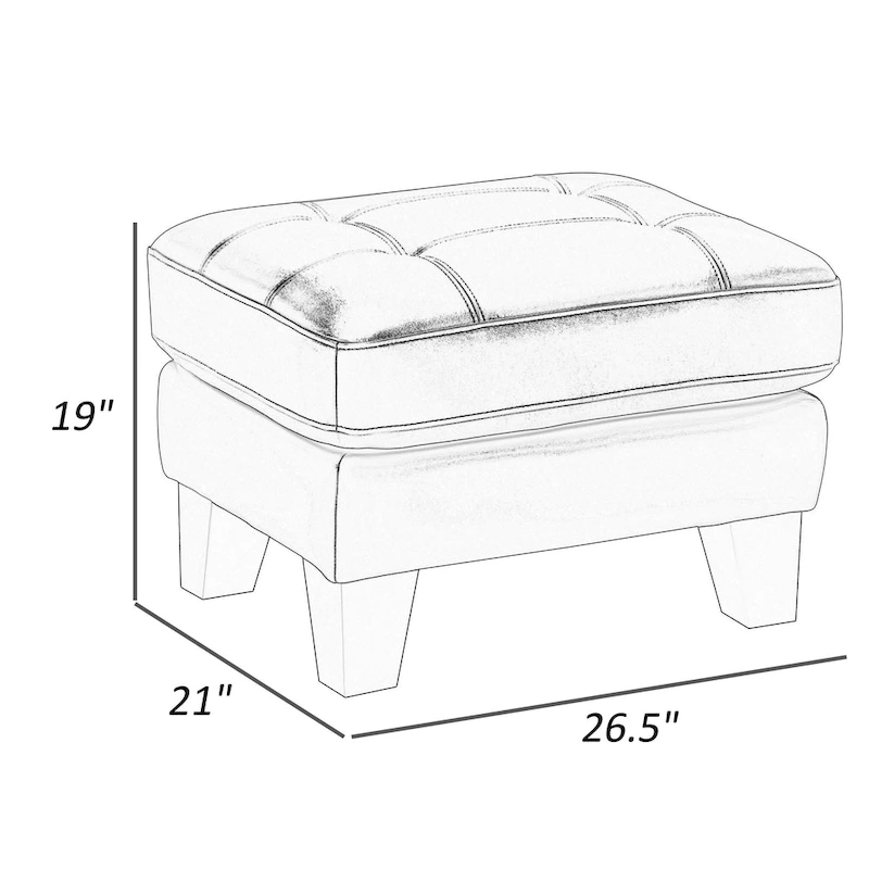 Sofy 27 Inch Ottoman, Dark Gray Top Grain and Faux Leather, Solid Wood