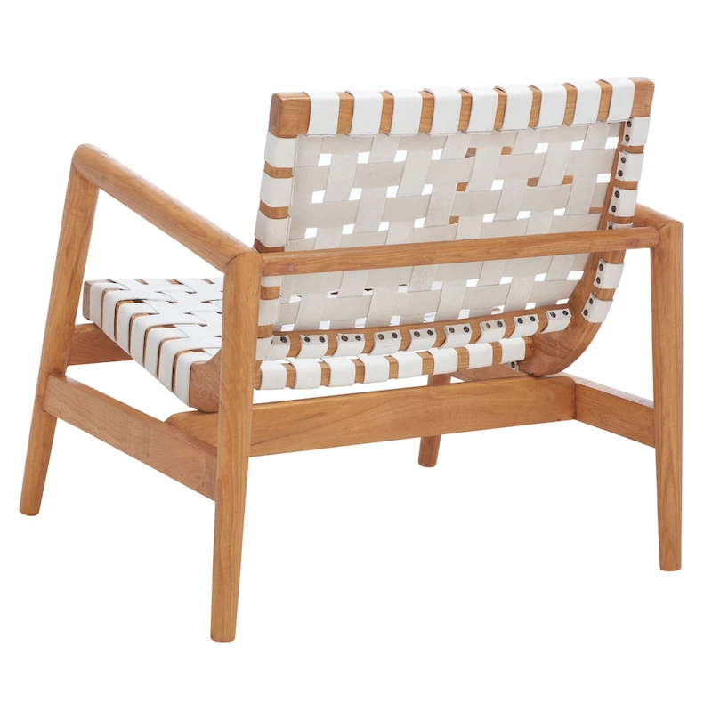 SAFAVIEH Vena Leather Woven Accent Chair - 30 W x 28 D x 28 H - 30Wx28Dx28H