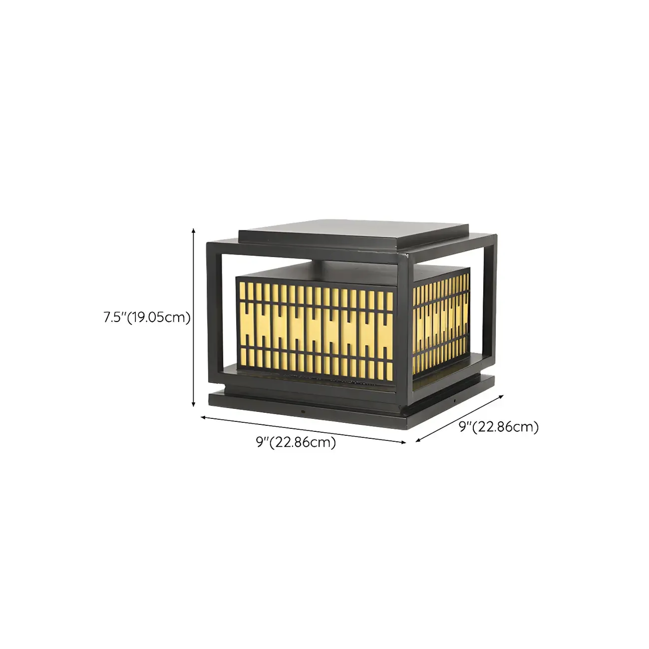 Black Metal Rectangle Lantern Design Post Cap Light