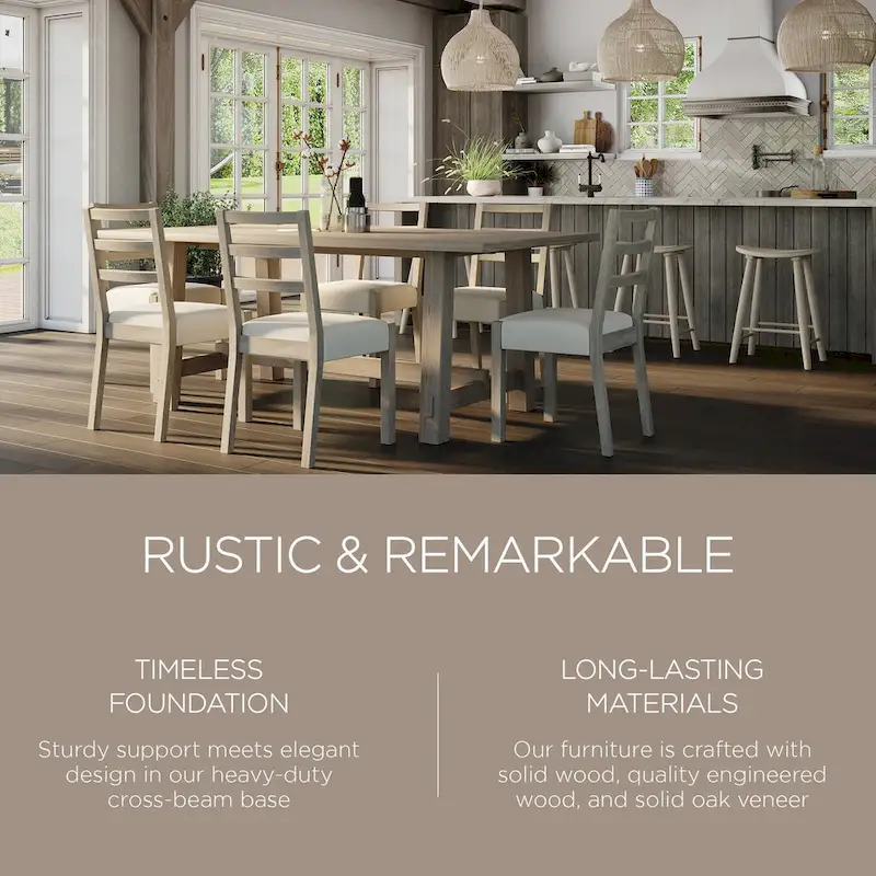 Rectangular Wooden Dining Table (Weathered Black Finish)