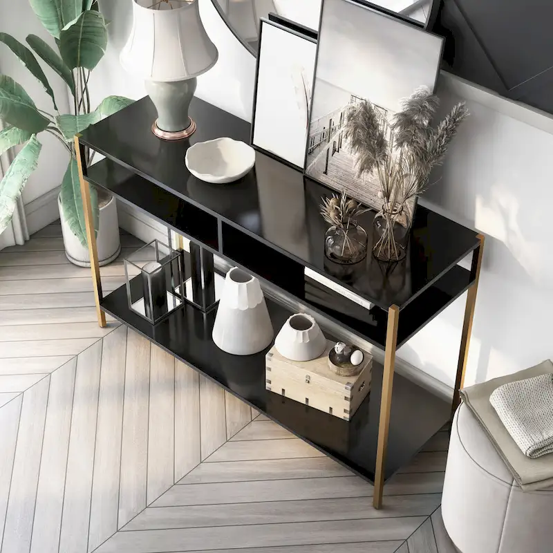Raven Glam 48-inch Steel 3-Shelf Console Table by Furniture of America