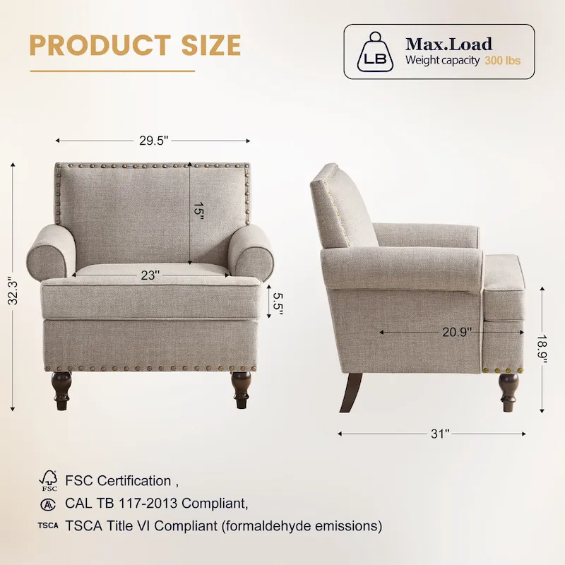 HUIMO Fabric Arm Chair and Loveseat Set