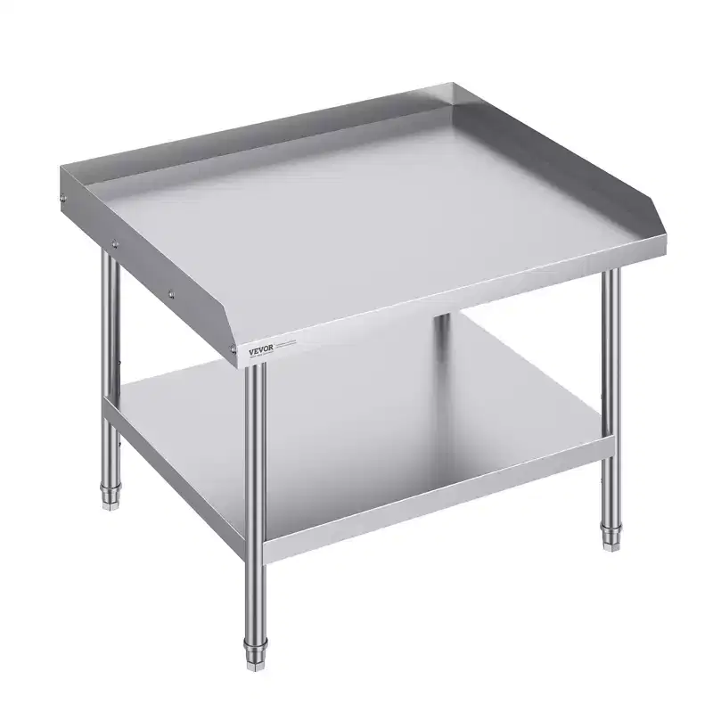 VEVOR Stainless Steel Work Table, 30 x 36 x 26 Inch Commercial Food Prep Worktable, 3-Sided Backsplash Heavy Duty Prep Worktable, Metal Work Table