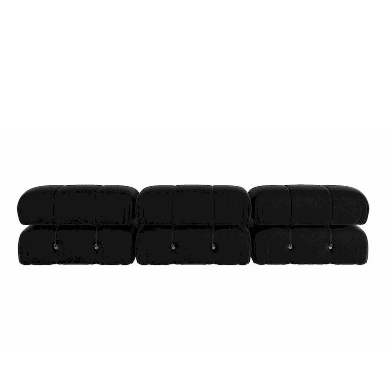 Black Velvet Upholstered Sectional Sofa