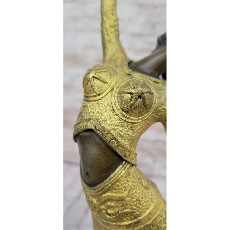 Chiparus Art Deco Bronze Dancer Girl In Long Dress W/ Gold Patina