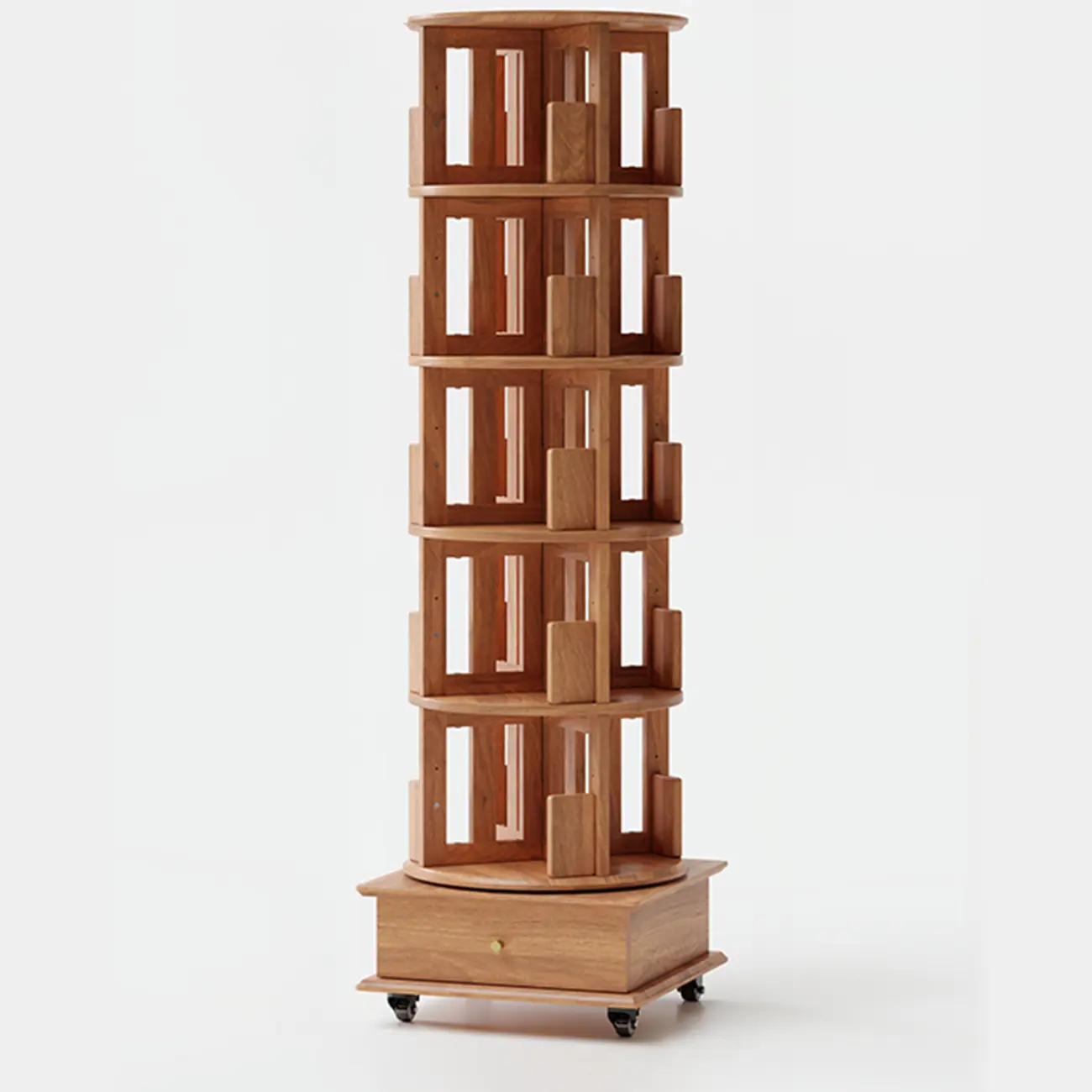 Wooden Vertical Narrow Rotating Bookcase