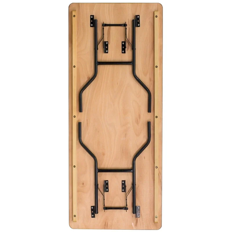 6-Foot Rectangular Wood Folding Banquet Table with Clear Coated Finished Top - 72D x 30W x 30.25H