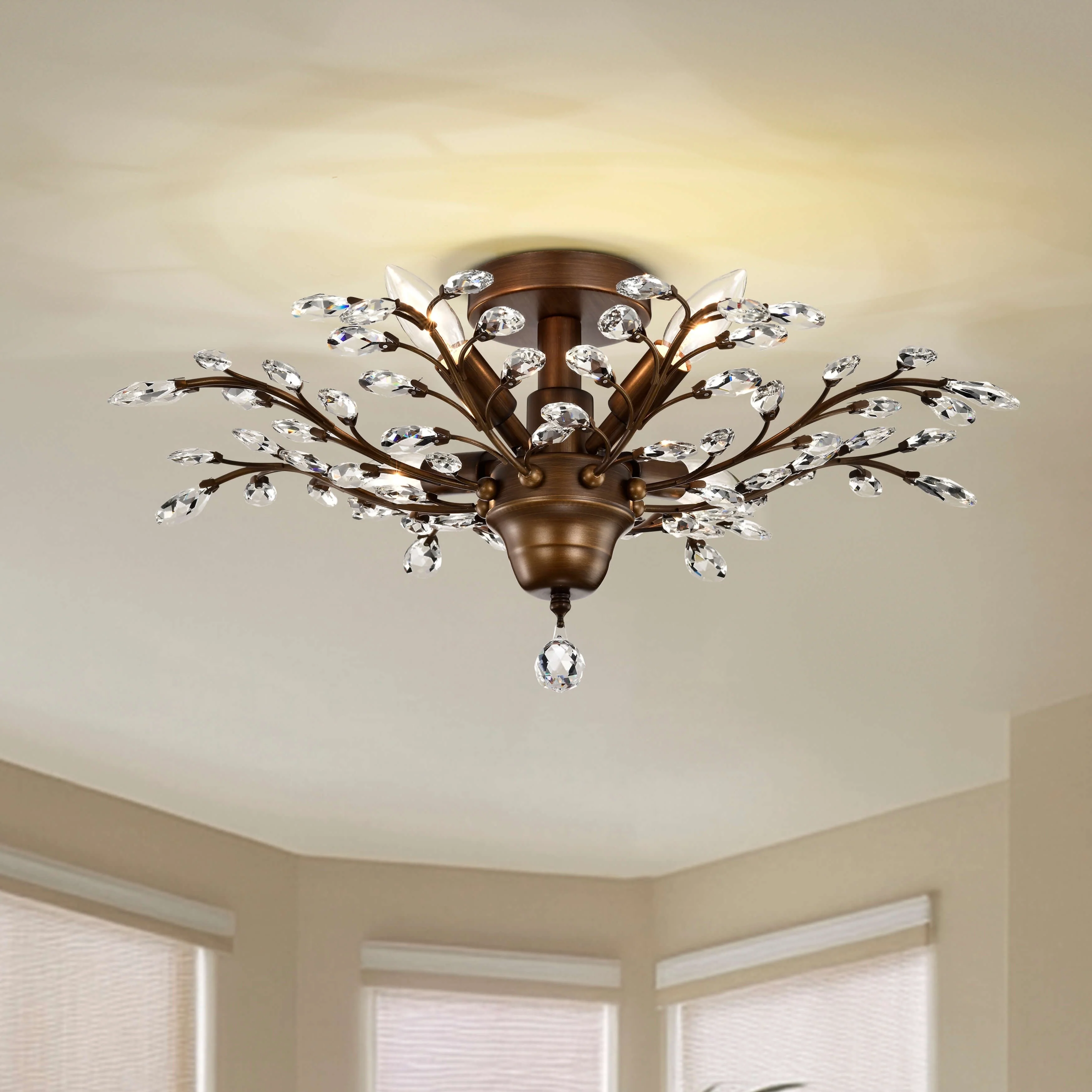 Holly 4-light Crystal Leaves Flush Mount