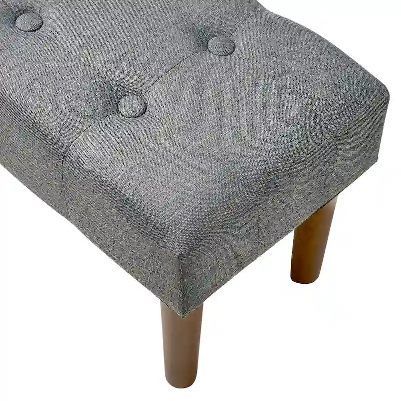 2 Pcs Small Foot Stool Ottoman, Linen Ottoman Foot Rest with Legs, Rectangle Upholstered Footrest